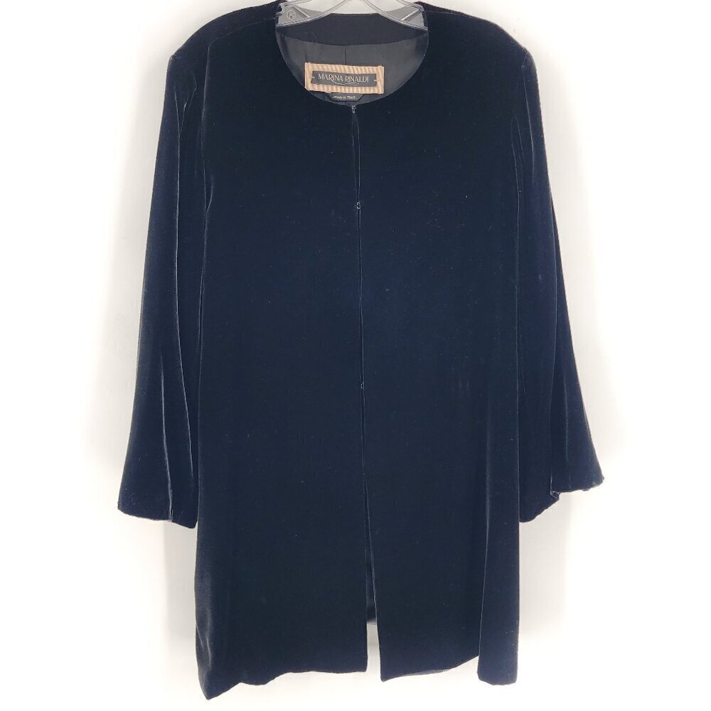 MARINA RINALDI Max Mara Black Lined Velour Jacket